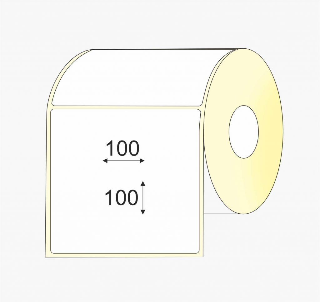 Lipnios etiketės 100x100 mm matinis VELLUM popierius (Mažas rulonas 1 eil. Standartiniai klijai) 500 vnt.