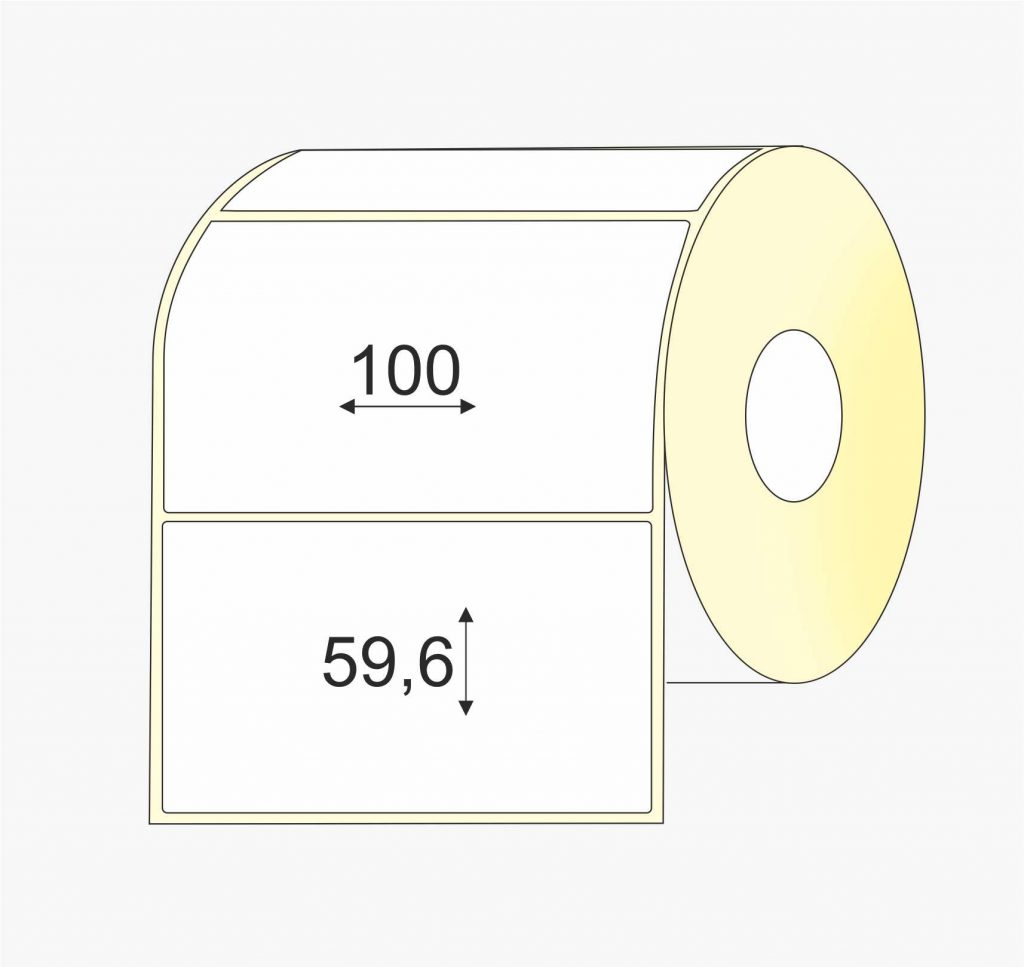 Lipnios etiketės 100x59,6 mm Thermal Top popierius + Lakas (Mažas rulonas 1 eil. Pastiprinti klijai)  800 vnt.