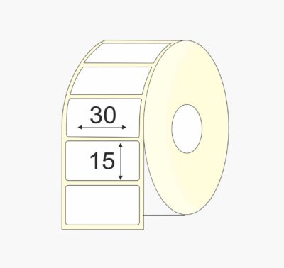 Thermo-top, 30 mm x 15 mm etiketės, mažas rulonas Thermo-top, 30 mm x 15 mm etiketės, mažas rulonas
