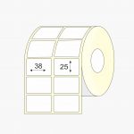 Lipnios etiketės 38x25 mm Thermal Eco popierius (Mažas rulonas 2eil. Standartiniai klijai) 4000vnt. 1