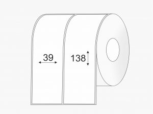 Lipnios plastikinės etiketės (39 mm x 138 mm), Polipropilenas (PP), dviem eilėmis, didelis rulonas | BIZNIO KONTAKTAI