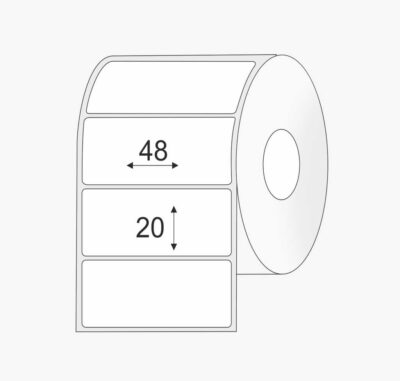 48x20PP, plastikinės lipnios etiketės rulonuose Lipnios plastikinės polipropileno (PP) etiketės (48 mm x 20 mm), standartiniai klijai | BIZNIO KONTAKTAI