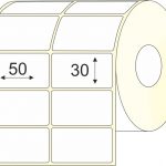 Lipnios etiketės 50x30 mm pusiau blizgus popierius (Mažas rulonas 2 eil. Standartiniai klijai) 3000 vnt. 2