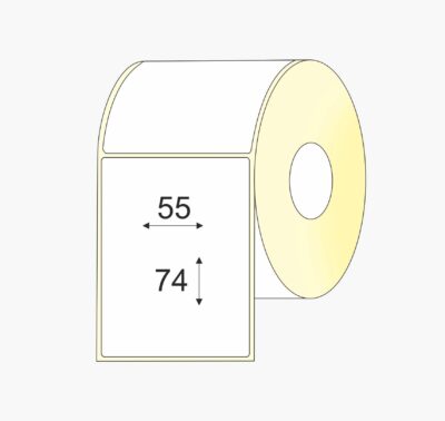 Lipnios etiketės, (55mm x 74mm) Thermo top + lakas, pastiprinti klijai, etiketės rulone mažas rulonas | BIZNIO KONTAKTAI