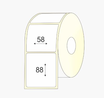 Lipnios etiketės 58 x 88 thermo top, pastiprinti klijai, mažas rulonas Lipnios etiketės 58 x 88 etiketės rulone, Thermo top, pastiprinti klijai, lakas, mažas rulonas