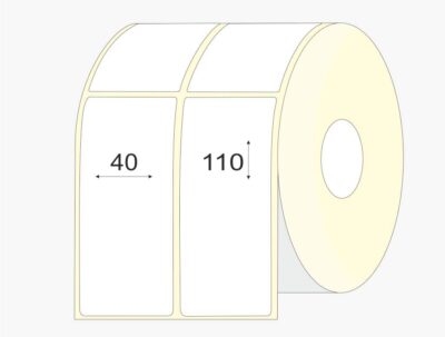 Lipnios etiketes 40x110 mm, matinis VELLUM popierius, didelis rulonas, 3000 vnt.