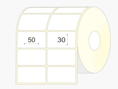 Lipnios etiketės 50 x 30, vellum, didelis rulonas, 12000 vnt.
