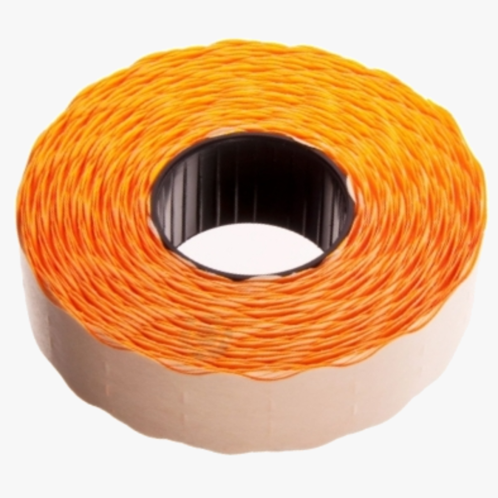 Kainų etiketės 2 eil. 25x16 mm oranžinės užapvalintos (1000 vnt./rit.)